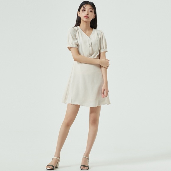 Korean Tie Front Mini Dress - Picture 1 of 5